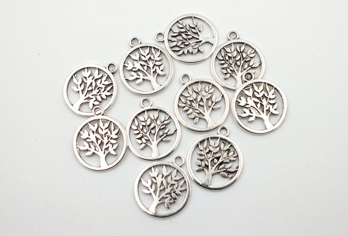 Set of 10, tree of life charm, double sided charm, 20mm, 1 set